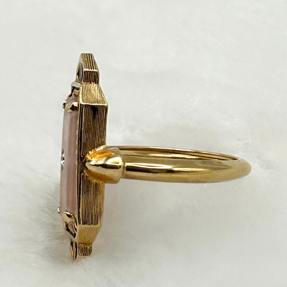 ✨ Vintage ‘Frostlights’ Art Deco Camphor Glass Gold Tone Ring – Size 7.5 ✨ - Picture 9 of 16